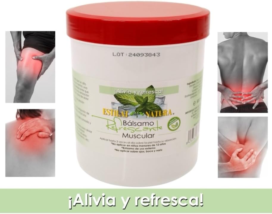 Balsamo Refrescante Mentol Alivio del Dolor Activa la Circulación Relajante Muscular Alivia Dolor de Espalda Rodillas Cervicales 500Ml