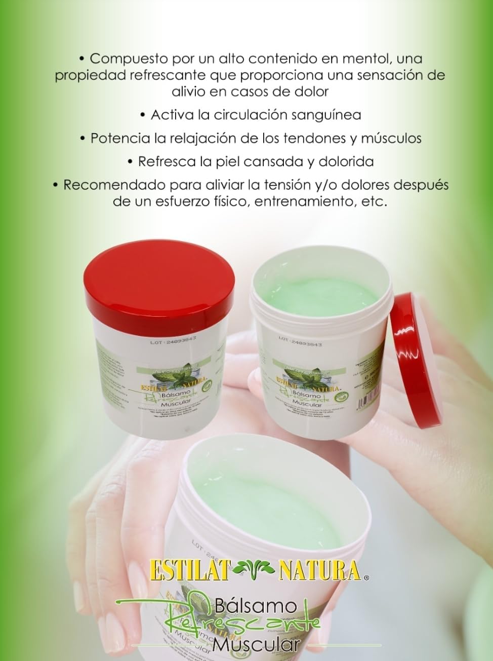 Balsamo Refrescante Mentol Alivio del Dolor Activa la Circulación Relajante Muscular Alivia Dolor de Espalda Rodillas Cervicales 500Ml